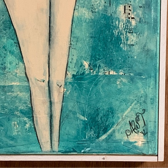 ORIGINAL ART! ALLISON WEEKS THOMAS “Peacock Girl” ORIGINAL MIXED MEDIA PAINTING! - Picture 7 of 10